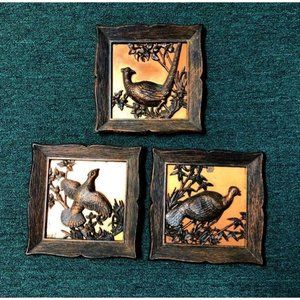 Vintage Copper Gamebird Wall Plaques Pheasant Duck Decor Vintage 1960's Man Cave